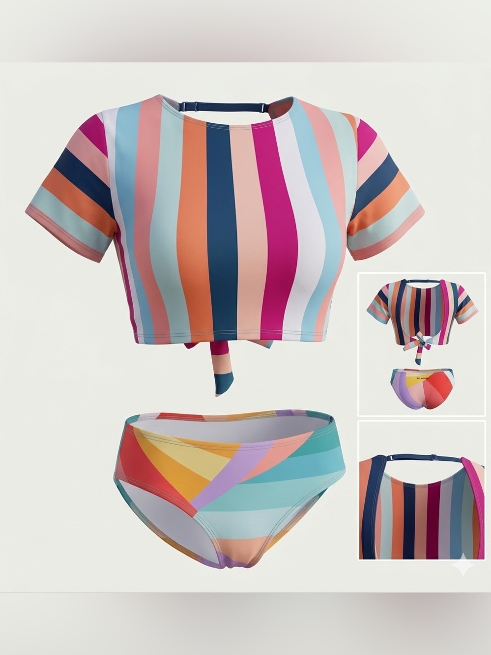 Billabong Surfer Vibe Short Sleeve Rash Guard Bikini Set Girls 14 Women’s Small